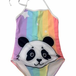 NWOT Girls Rainbow Panda Swimsuit Size 6X